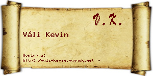 Váli Kevin névjegykártya
